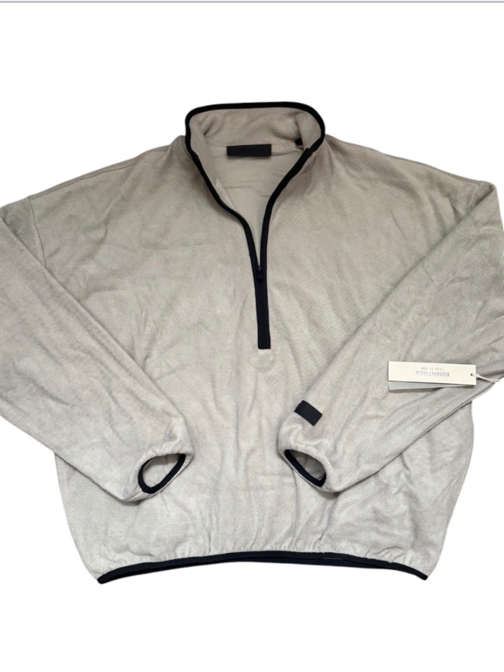 Fear of God ESSENTIALS Women's Halfzip Mockneck in Seal, NEW WITH TAGS